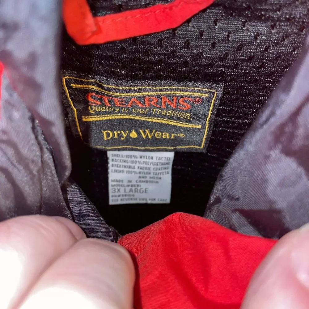Stearns Men’s Weather Hoodie Coat Size 3XL Red Black Nylon Outdoors Rain Protect